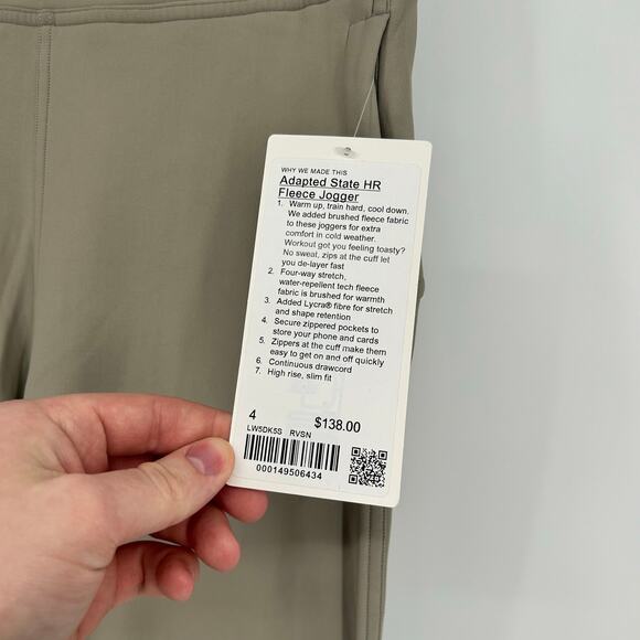 NWT Women's Riverstone Lululemon Adapted State High-Rise Fleece Joggers Sz 4 - Picture 3 of 8